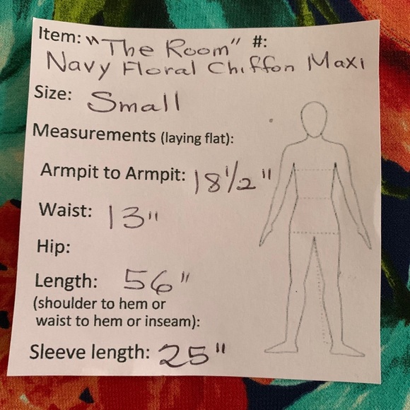 “The Room” Navy Floral Chiffon Maxi Wrap Dress Sm - Picture 8 of 8
